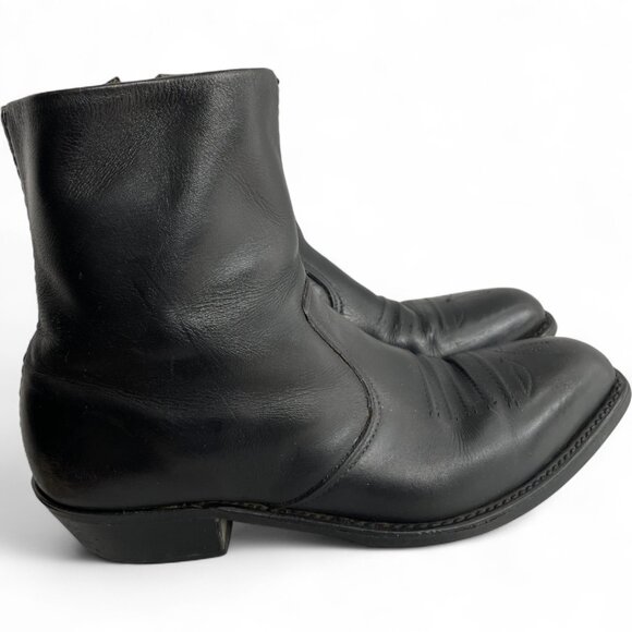 Double-H Black Leather Ankle Size Zip Western Biker Cowboy Boots Men's 10 D - Picture 1 of 11